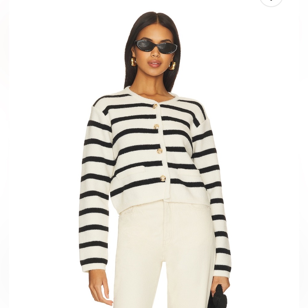 Line & Dot Bennie Stripe Cardigan in Black and Cream